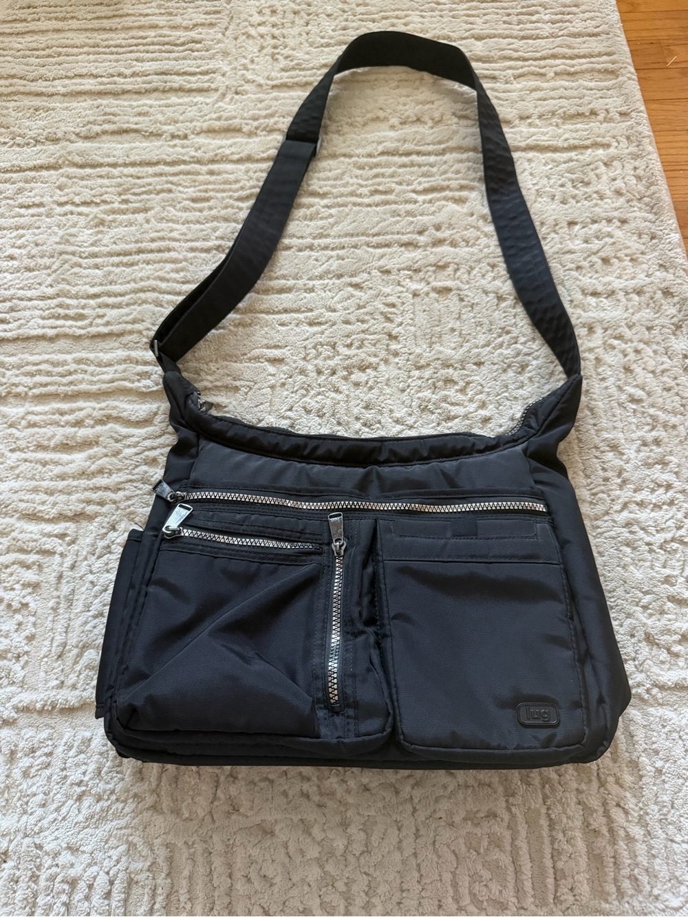 Black Lug Nylon Crossbody Shoulder Bag - Stylish Everyday Carry